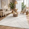 Image de the carpet Bahar Shaggy Tapis de Salon élégant et Design à Poils Longs, Doux et Facile d'entretien, en Losange crème, 120 x 170 cm