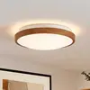 Image de Plafonnier LED Lindby Mynte, Ø30cm, aspect bois, plastique