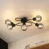 Image de Lindby plafonnier Elaina, 66 cm, 5 lampes, noir/fumée, E14