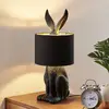 Image de Lampe de table Lindby Lorentina, 56 cm, lapin, noir, textile