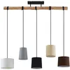 Image de Lindby Suspension en Tissu Amilia à intensité variable (Moderne) Marron Bois e. a. pour Salon & Salle manger (à 5 lampes, E27) Luminaire Lampe plafond Plafonnier