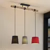 Image de Suspension Lindby Amilia, tissu, à 3 lampes, rouge/gris/noir