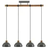 Image de Lindby Suspension Durbis à intensité variable (Antique, Classic) en Marron Bois e. a. pour Salon & Salle manger (à 4 lampes E27) bois suspension lampe plafonnier