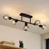 Image de Lindby plafonnier Biscala, 5 lampes, noir/fumée, E14