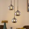 Image de Lindby Suspension Jurian, 32 cm, 3 lampes, noir/fumée, verre