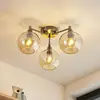 Image de Lindby Jemissa plafonnier, à 3 lampes, ambre