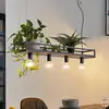 Image de Suspension Lindby Kirista, à 4 lampes, noir/bois, 100 cm, E27