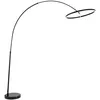 Image de Lucande LED Lampadaire Virvera (Moderne) en Noir Aluminium e. a. pour Salon & Salle à manger (1 lampe,à), arqué lampadaire arc lampe sur pied de salon éclairage