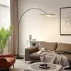 Image de Lucande Lampes LED à arc Virvera, rond, noir, métal