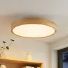 Image de Plafonnier LED Lindby Lanira, Ø 50 cm, bois, télécommande, CCT