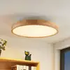 Image de Plafonnier LED Lindby Lanira, Ø 60 cm, bois, télécommande, CCT