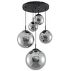 Image de Lindby Suspension en verre Teeja à intensité variable (Antique, Classic) Gris Verre e. a. pour Salon & Salle manger (à 5 lampes E27) Luminaire Lampe plafond