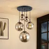 Image de Lindby suspension Teeja, fumé, 5 lampes, Ø50cm, verre, E27