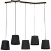Image de Lucande Suspension en Tissu Thamila à intensité variable (Moderne) Noir Bois e. a. pour Salon & Salle manger (à 5 lampes, E27) Luminaire Lampe plafond Plafonnier