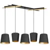 Image de Lucande Suspension en Tissu Thamila à intensité variable (Moderne) Noir Textile e. a. pour Salon & Salle manger (à 5 lampes, E27) Luminaire Lampe plafond Plafonnier