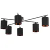 Image de Lindby Plafonnier Tissu Pellinora à intensité variable (Moderne) en Noir Métal e. a. pour Salon & Salle manger (à 6 lampes, E14) Luminaire Lampe Plafond Eclerage Eclairage