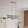 Image de Lucande suspension Jinda, bleu, bois, tissu, 120 cm, E27