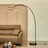 Image de Lucande Lampadaire arqué LED Yekta, noir, 183 cm, intensité variable