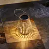 Image de Lindby luminaire de terrasse LED solaire Amaria, bambou, Ø 18 cm