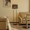 Image de Lindby lampe sur pied Tsomo, Ø 40 cm, noir, tissu, E27