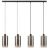 Image de Lucande Suspension Sterzy à intensité variable (Moderne) en Gris Verre e. a. pour Salon & Salle manger (à 4 lampes, E27) Luminaire Lampe Plafond Plafonnier