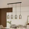 Image de Lucande Suspension Sterzy, 105 cm de long, gris, verre, 4 lampes