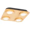 Image de Lindby LED Plafonnier Joren à intensité variable (Traditionnel) en Marron Bois e. a. pour Salon & Salle manger (à 4 lampes,), Luminaire Lampe Plafond Eclerage Eclairage Interieur