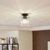 Image de Lucande plafonnier Eirian, à 1 lampe, noir, verre, E27