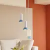Image de Lindby suspension Kerimi, crème/bleu, 3 lampes, ronde
