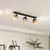 Image de Lindby plafonnier Ediz, 3 lampes, GU10, bois, 73 cm de long