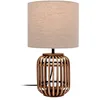 Image de Lindby Lampe à poser Marzanna (Traditionnel) en Marron Textile e. a. pour Salon & Salle manger (1 lampe,à E27), de chevet