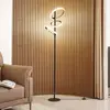 Image de Lucande Lampe sur pied LED Madu, noir, métal, 160 cm, intensité variable