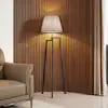 Image de Lucande lampe sur pied Amona, noir, textile, 150 cm, tripode