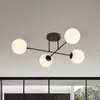 Image de Euluna Plafonnier Glassy, à 4 lampes, croisé, noir/opale