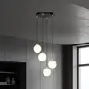 Image de Euluna Suspension Glassy, à 4 lampes, ronde, noir/opale