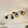 Image de Lindby plafonnier Aralena, noir/or, 4 lampes, longueur97cm