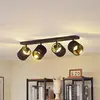 Image de Lindby plafonnier Vasilia, 4 lampes, noir/or, tissu