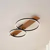 Image de Lindby Plafonnier LED Galad, noir, bois, à 2 lampes, 75 cm