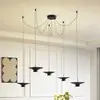 Image de Suspension LED Lindby Norvind, à 10 lampes, noir, à intensité variable