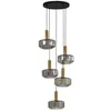 Image de Lindby Suspension en verre Hildur à intensité variable Gris Verre e. a. pour Salon & Salle manger (à 5 lampes, E27) Luminaire Lampe plafond Plafonnier Suspendue