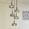 Image de Lindby suspension Hildur, à 5 lampes, gris fumé, verre