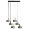 Image de Lindby Suspension en verre Hildur à intensité variable Gris Verre e. a. pour Salon & Salle manger (à 6 lampes, E27) Luminaire Lampe plafond Plafonnier Suspendue