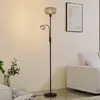 Image de Lindby lampe sur pied Aliette, noir/gris, verre, lampe de lecture