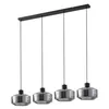 Image de Lindby Suspension en verre Hildur à intensité variable Gris Verre e. a. pour Salon & Salle manger (à 4 lampes, E27) Luminaire Lampe plafond Plafonnier Suspendue