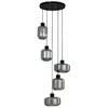Image de Lindby Suspension en verre Hildur à intensité variable Gris Verre e. a. pour Salon & Salle manger (à 5 lampes, E27) Luminaire Lampe plafond Plafonnier Suspendue