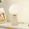 Image de Lindby lampe à poser Kirstan, beige, blanc, verre, pierre, 33 cm