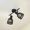 Image de Lindby plafonnier Eskil, 2 lampes, noir, bambou, Ø 10 cm