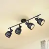 Image de Lindby plafonnier Eskil, 4 lampes, noir, bambou, Ø 10 cm