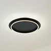 Image de Lindby Plafonnier LED Kunis, noir, plastique, Ø 46 cm