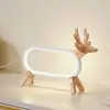 Image de Lindby Lampe de table LED Hirvi, blanc, bois, 31 cm, CCT, intensité variable
